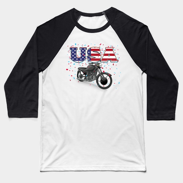 USA motorbike. Baseball T-Shirt by nickemporium1